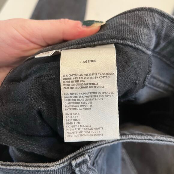 L'AGENCE High Line Skinny Jeans in Nighttime Destruction Distressed Size 25 - Picture 8 of 12